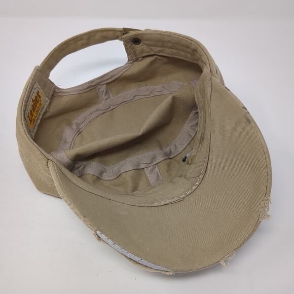 Cross Cadet Army Cap Brown One Size Adjustable Distressed Rhinestone Leader LOGA - Picture 6 of 8